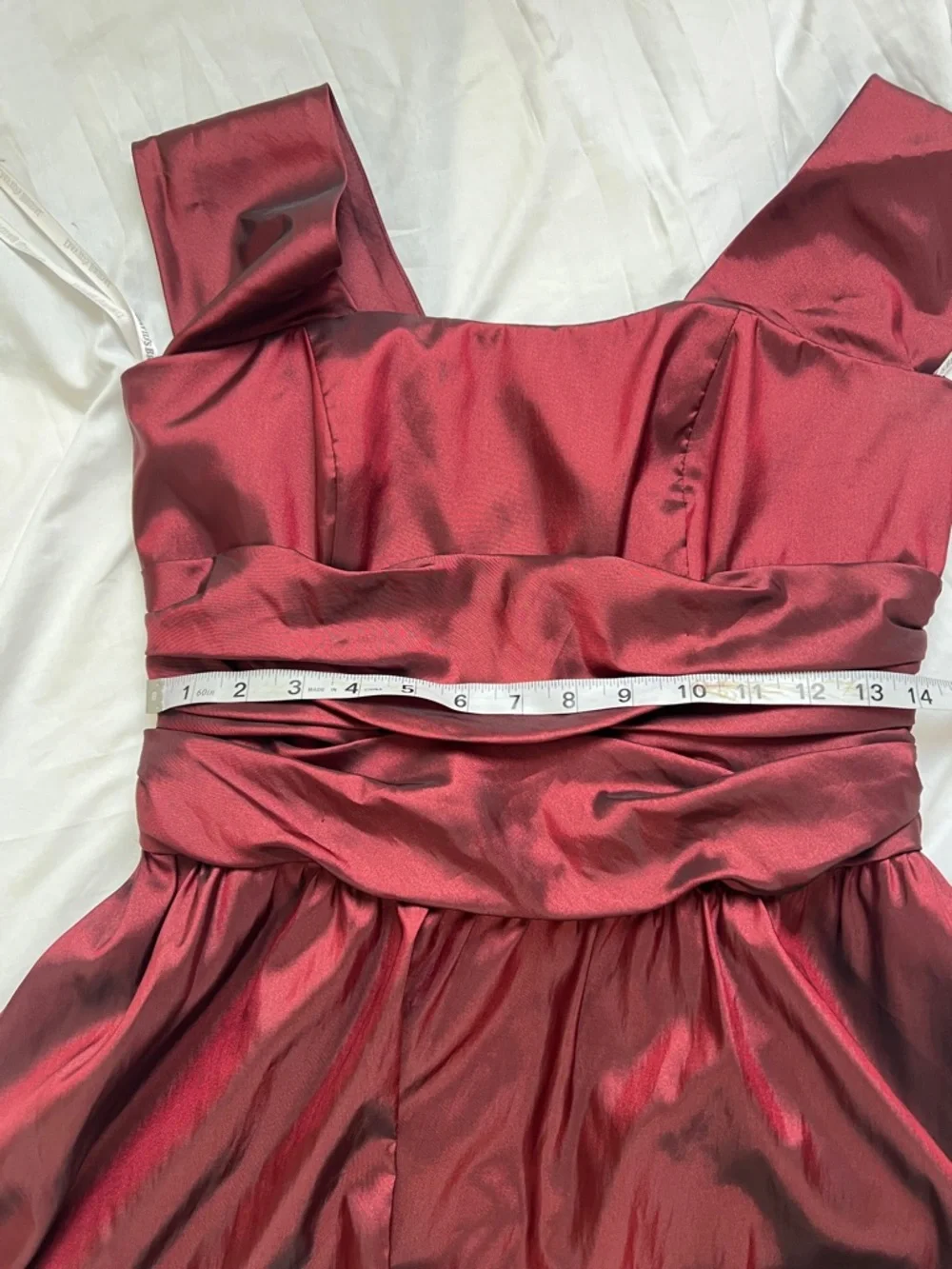 David's Bridal Wine Satin Prom Dress size 10 - Picture 7 of 8
